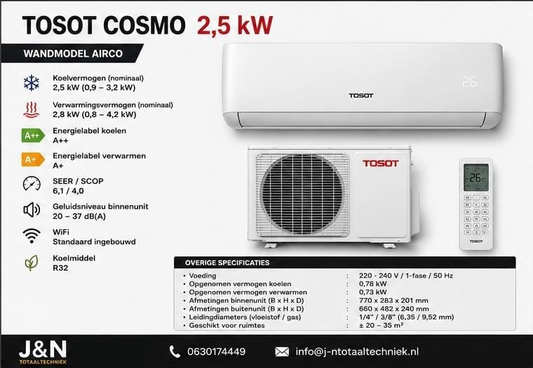 Tosot airco 2,5 kW